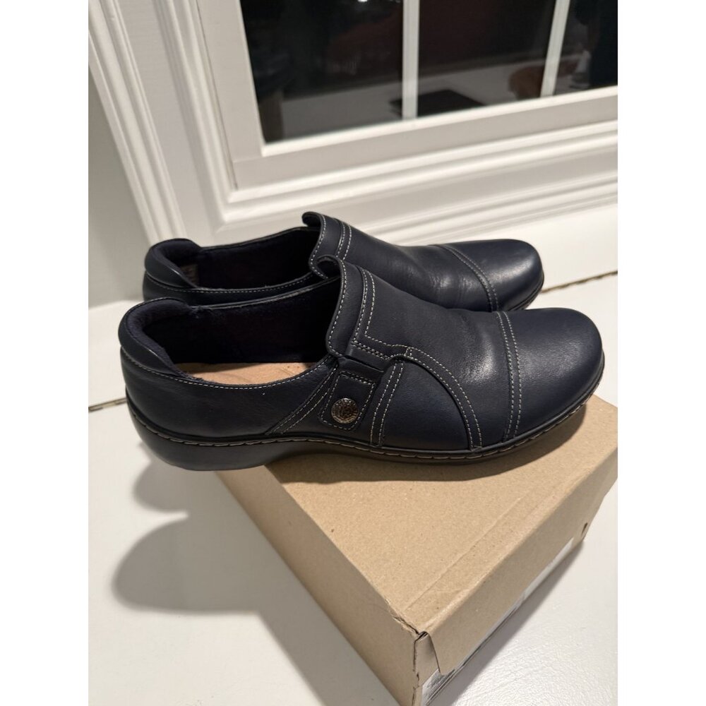 Clarks Cora Poppy Loafers Slip On Black Leather Size US 10 EU 41.5 $90 [jb] - Picture 9 of 16